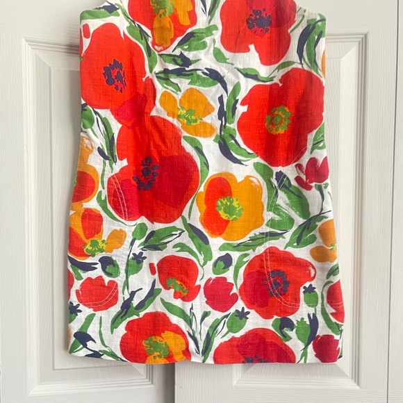 Tyler Boe Floral Poppy Linen Shift Dress Size XS pockets lined blend. #087 - Picture 4 of 17